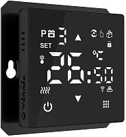 Терморегулятор сенсорный с датчиком без рамки Werkel по Wi-Fi 0С +50С черный матовый картинка